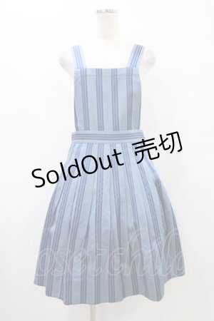 画像: Jane Marple / Dot Stripe Jacquardのサロペットスカート  ブルー H-25-10-04-1037-JM-OP-KB-ZH