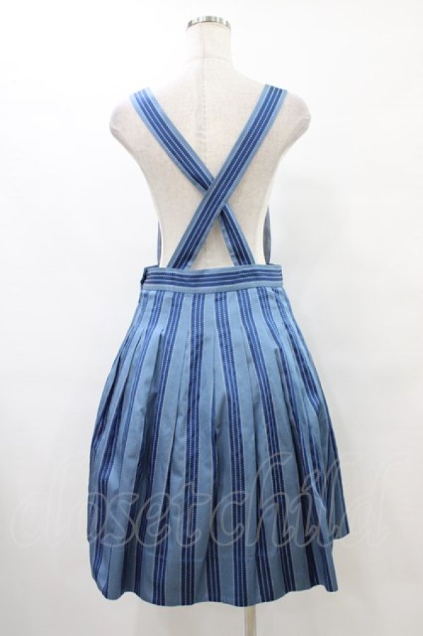 画像2: Jane Marple / Dot Stripe Jacquardのサロペットスカート  ブルー H-25-10-04-1037-JM-OP-KB-ZH (2)