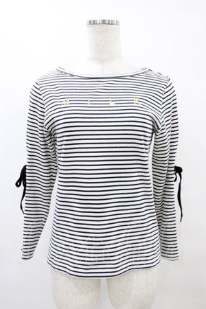 画像: MILK / レースアップボーダーカットソー  オフベース H-25-10-04-1046-ML-TO-KB-ZH