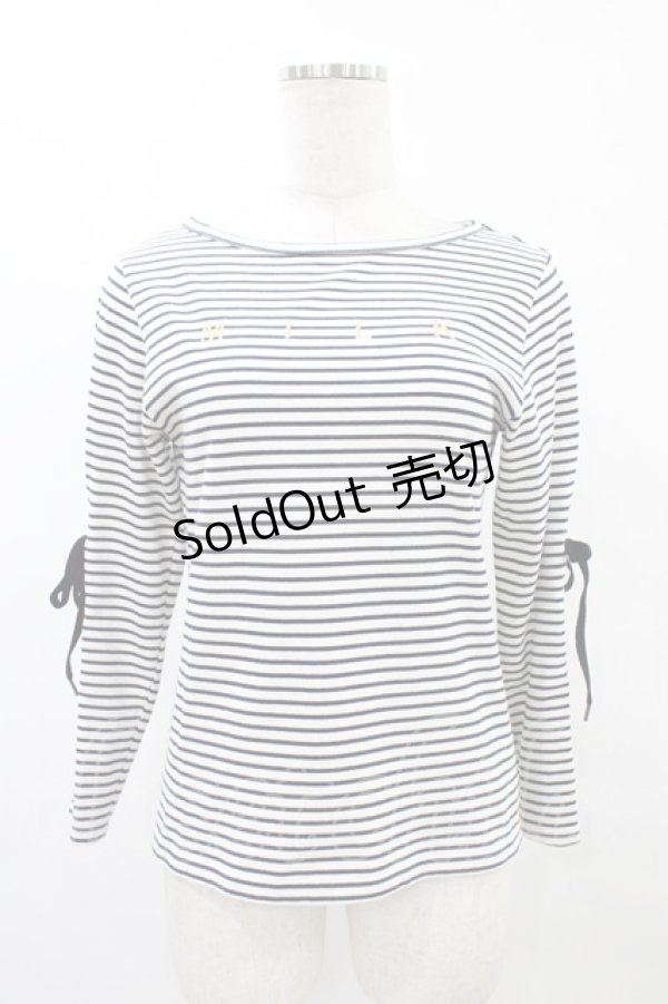 画像1: MILK / レースアップボーダーカットソー  オフベース H-25-10-04-1046-ML-TO-KB-ZH (1)