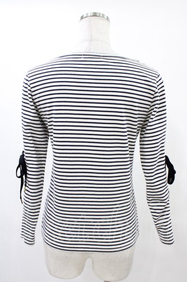 画像2: MILK / レースアップボーダーカットソー  オフベース H-25-10-04-1046-ML-TO-KB-ZH (2)