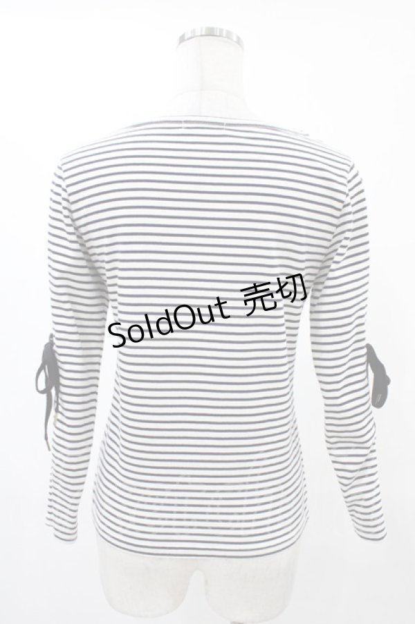 画像2: MILK / レースアップボーダーカットソー  オフベース H-25-10-04-1046-ML-TO-KB-ZH (2)