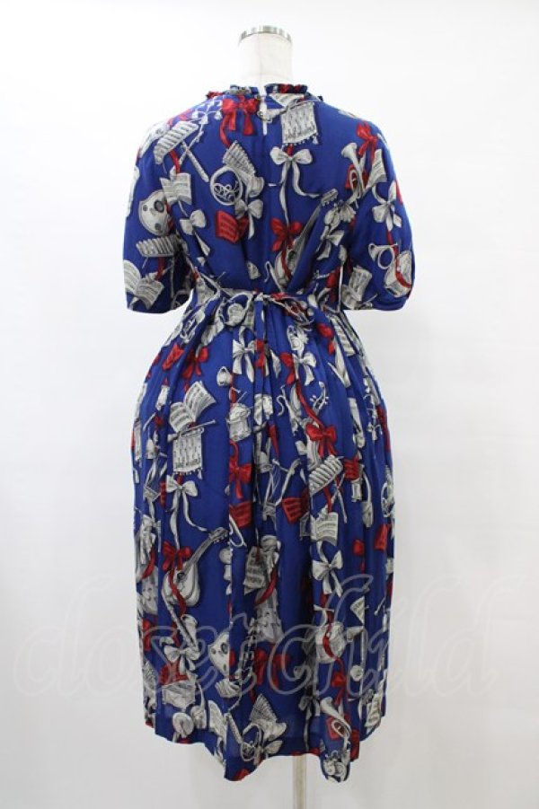 画像2: Jane Marple / Pieces of musicランタンスリーブドレス  ライトネイビー H-25-10-04-1019-JM-OP-KB-ZH (2)