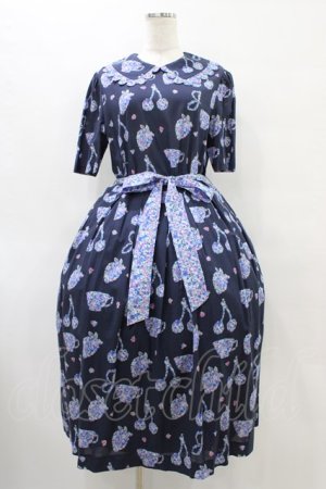 画像: Jane Marple / Bonjour Millefleursのコレットドレス  ネイビー H-25-10-04-1021-JM-OP-KB-ZH