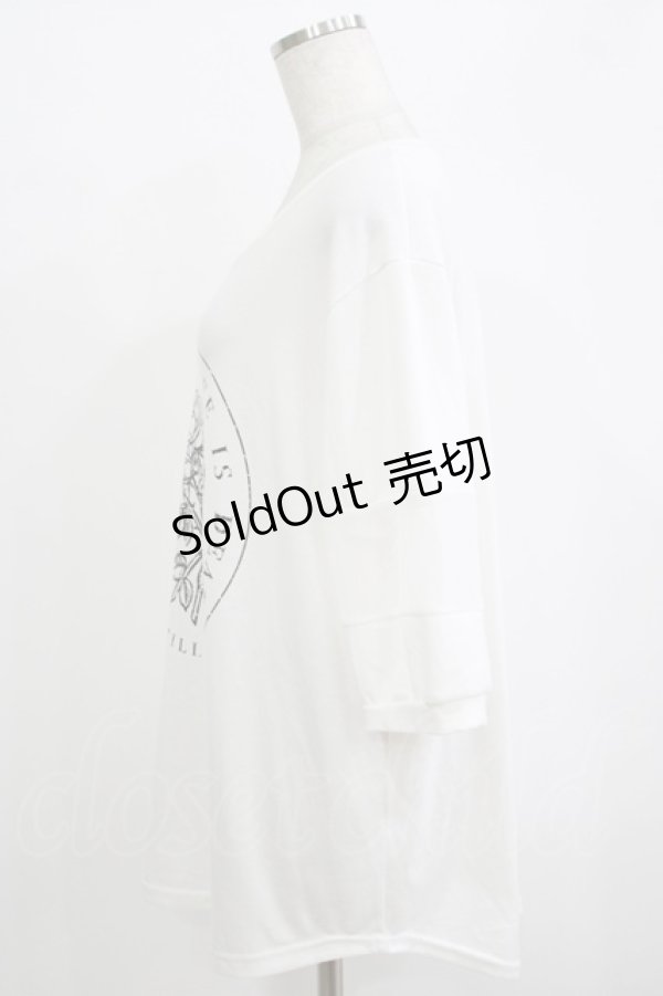 画像2: HELL CAT PUNKS / ローズプリントメッシュ切替カットソー  白 H-25-10-04-055-PU-TO-KB-ZT494 (2)