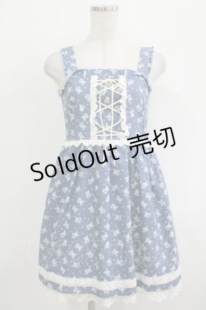 画像: Ank Rouge / レースアップジャンパースカート M ブルー H-25-10-05-029-CA-OP-NS-ZH