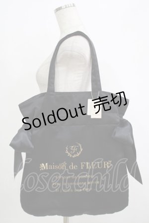 画像: Maison de FLEUR / ラビットチャーム付きダブルリボントートバッグ  ブラック H-25-10-05-045-LO-BG-NS-ZH
