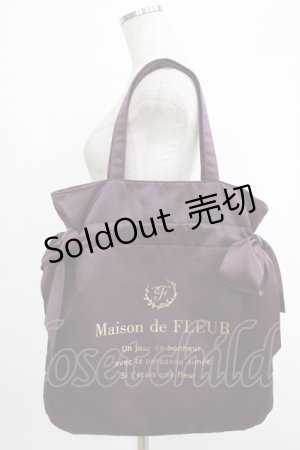 画像: Maison de FLEUR / ダブルリボントートバッグ  パープル H-25-10-05-048-LO-BG-NS-ZH