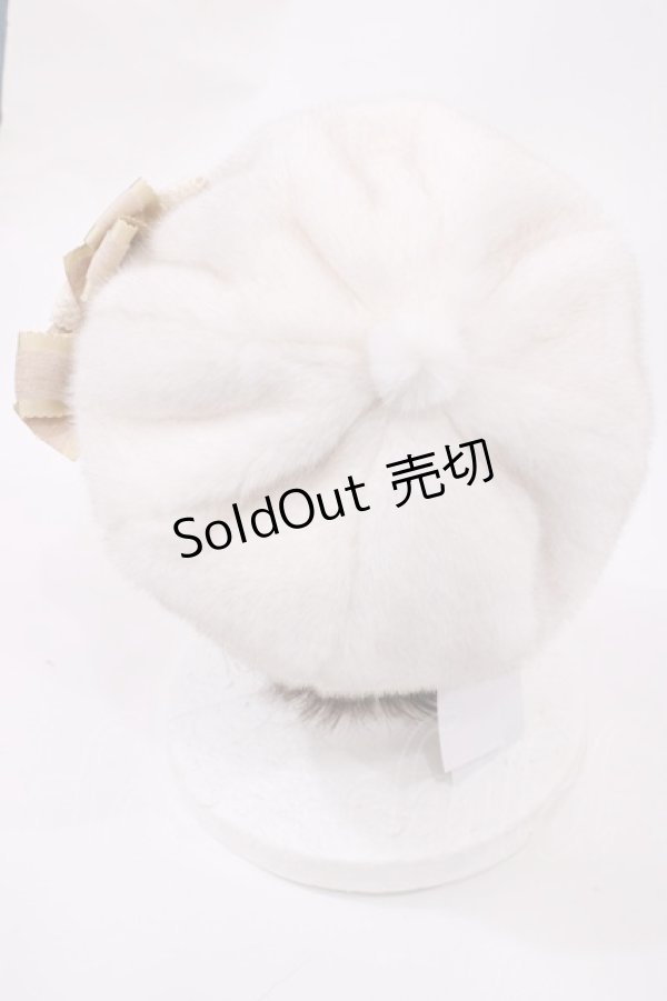 画像2: Hoshibako Works / アイシング・フリル リボンファーベレー  オフ/ベージュ H-25-10-05-1040-LO-AC-NS-ZH (2)