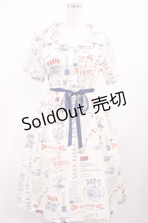 画像: Fi.n.t / マルシェロゴプリント開衿ワンピース Free OFF×BL H-25-10-05-1013-CA-OP-NS-ZH