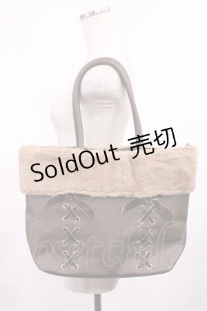 画像: axes femme / ファー付きトートバッグ  ブラウン H-25-10-05-1028-AX-BG-NS-ZH