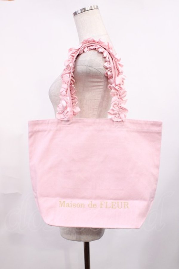 画像1: Maison de FLEUR / フリルハンドルトートバッグ  ピンク H-25-10-05-1030-LO-BG-NS-ZH (1)