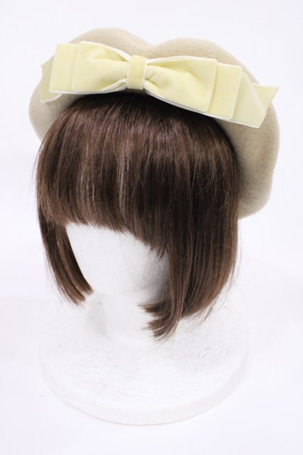 画像1: Maria pipi / ベルベットリボンベレー  アイボリー H-25-10-05-1037-EL-AC-NS-ZH (1)