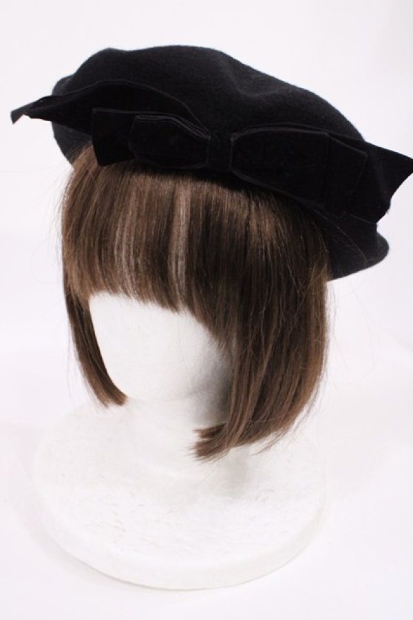 画像1: Maria pipi / ベルベットリボンベレー  ブラック H-25-10-05-1039-EL-AC-NS-ZH (1)