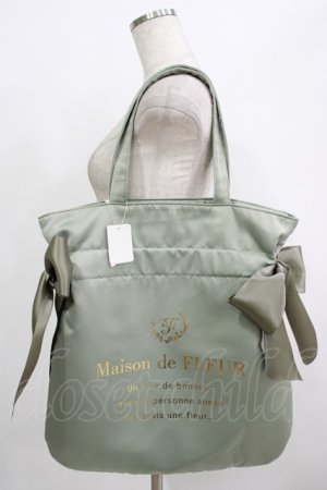 画像: Maison de FLEUR / ダブルリボントートバッグ  グリーン H-25-10-05-052-LO-BG-NS-ZH