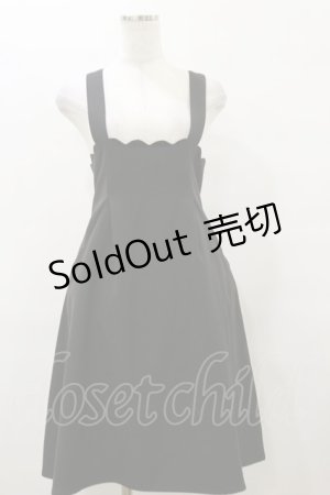 画像: Fi.n.t / サスペンダー付きスカラップハイウエストスカート Free BLACK H-25-10-06-058-CA-OP-NS-ZH