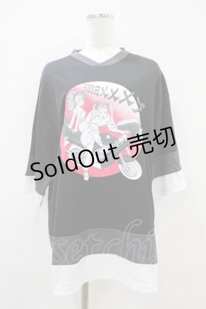 画像: galaxxxy / プリントトップス  黒 H-25-10-06-1032-PU-TO-KB-ZT277