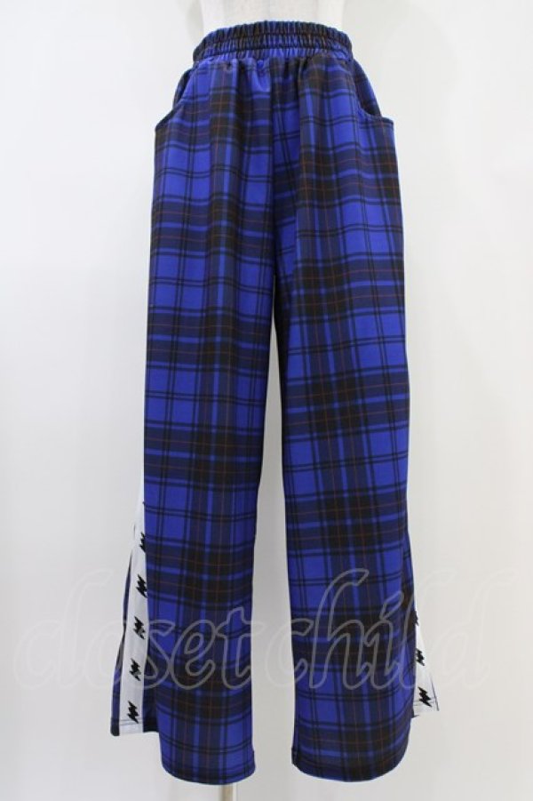 画像1: LISTEN FLAVOR / イナズマずっきゅん チェックジャージパンツ  ブルーチェック H-25-10-06-1007-PU-PA-KB-ZH (1)