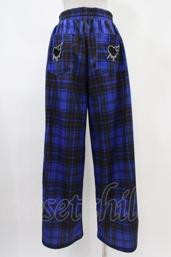 画像2: LISTEN FLAVOR / イナズマずっきゅん チェックジャージパンツ  ブルーチェック H-25-10-06-1007-PU-PA-KB-ZH (2)