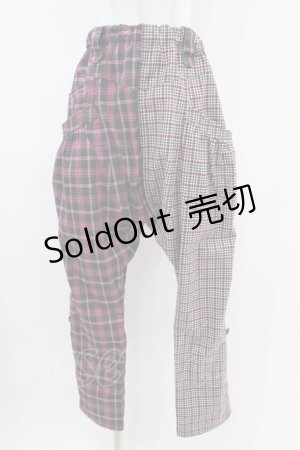 画像: ALGONQUINS / 切替チェックサルエルパンツ  ブラック×ピンク H-25-10-06-1008-AL-PA-KB-ZH