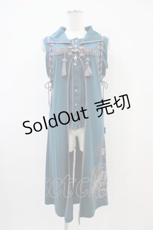 画像: Ozz oneste / 狐面プリント刺繍スリットチュニック  グリーン H-25-10-06-1014-OO-TO-KB-ZH