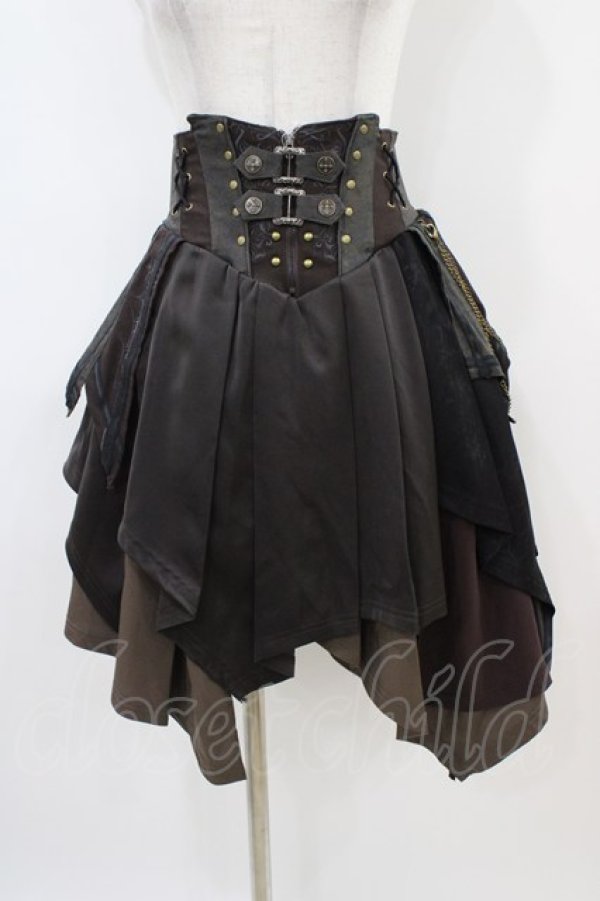 画像1: Ozz Croce / Echoes of Apocalypseミニスカート  ブラウン H-25-10-06-1019-OO-SK-KB-ZH (1)