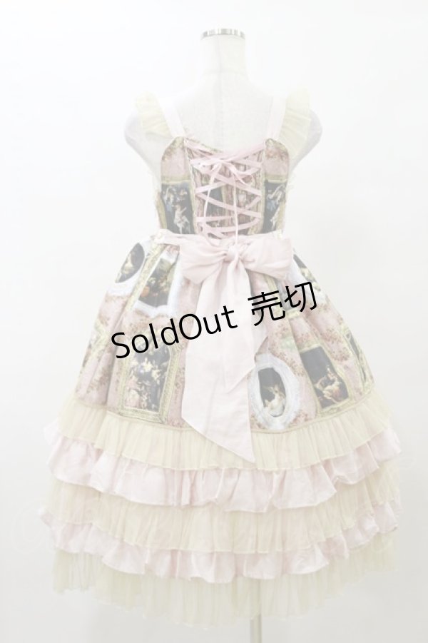 画像2: BABY,THE STARS SHINE BRIGHT / バロックを探して〜天使が祝福する至福の美術館巡り〜柄ロングフリルジャンパースカート Free ピンク H-25-10-06-079-BA-OP-NS-ZH (2)