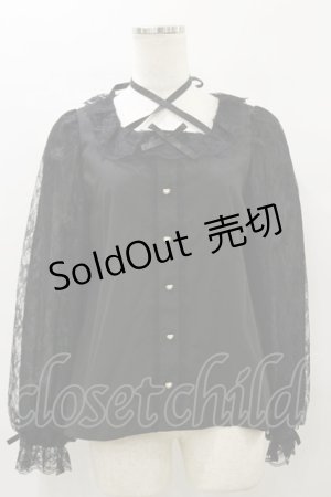 画像: Lovely Tency / 眞白ありすコラボ/レーススリーブブラウス M ブラック H-25-10-06-041-LO-BL-NS-ZH
