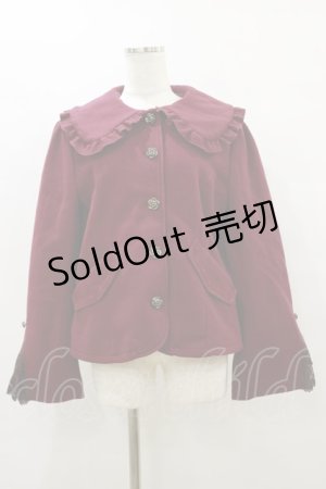 画像: axes femme / ファー襟付編上ショートコート M ボルドー H-25-10-07-048-AX-CO-NS-ZH