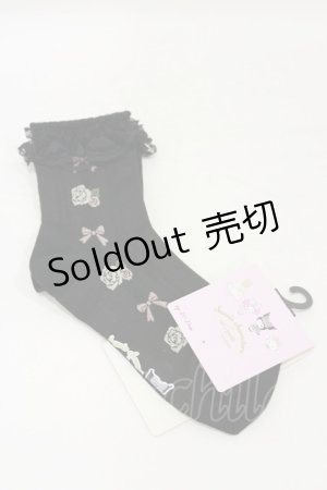 画像: m petit by misako / サンリオキャラクターズコラボ クロミ ソックス  ブラック H-25-10-07-006-LO-ZA-NS-ZH