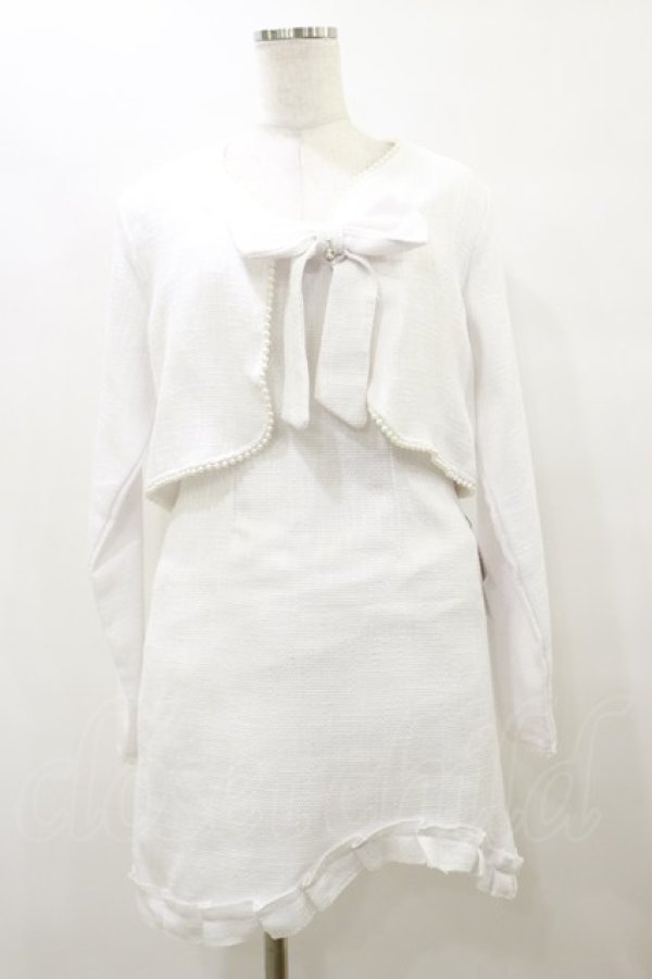 画像1: Ank Rouge / ツイードワンピース&ジャケットSET M ホワイト H-25-10-07-066-CA-OP-NS-ZH (1)