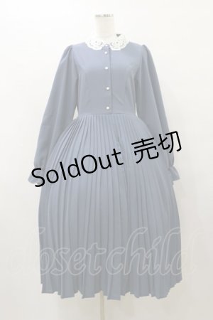 画像: m petit by misako / AM*レースエリプリーツワンピース L ブルー H-25-10-07-073-LO-OP-NS-ZH