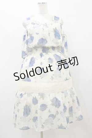 画像: axes femme / 紫陽花柄ロングワンピース M 生成り/紺 H-25-10-07-074-AX-OP-NS-ZH