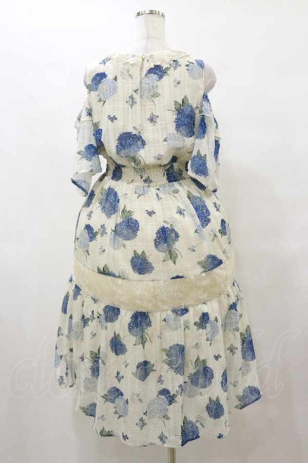 画像2: axes femme / 紫陽花柄ロングワンピース M 生成り/紺 H-25-10-07-074-AX-OP-NS-ZH (2)