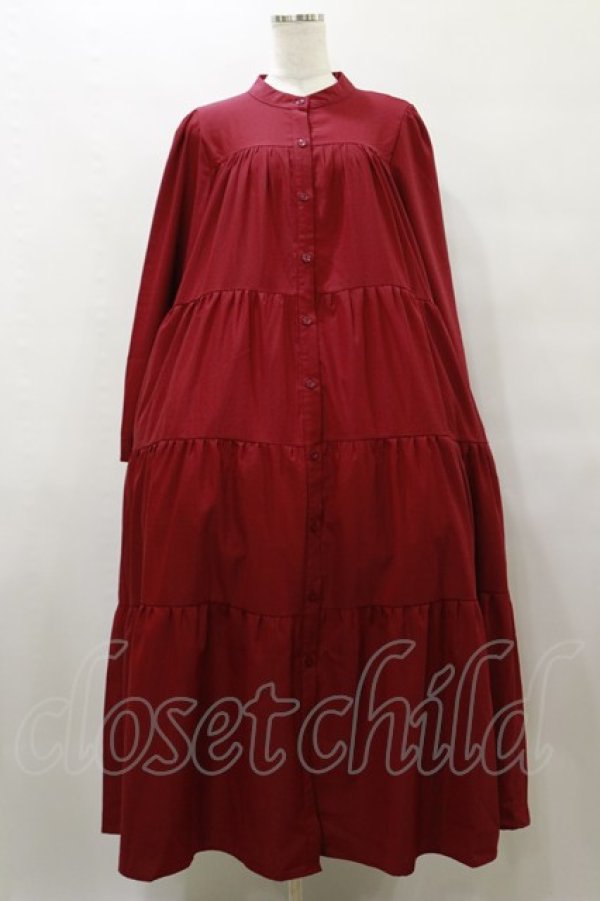 画像1: axes femme / 前ボタン長袖ワンピース Free レッド H-25-10-07-075-AX-OP-NS-ZH (1)