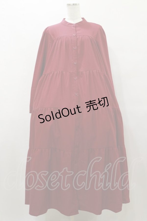 画像1: axes femme / 前ボタン長袖ワンピース Free レッド H-25-10-07-075-AX-OP-NS-ZH (1)