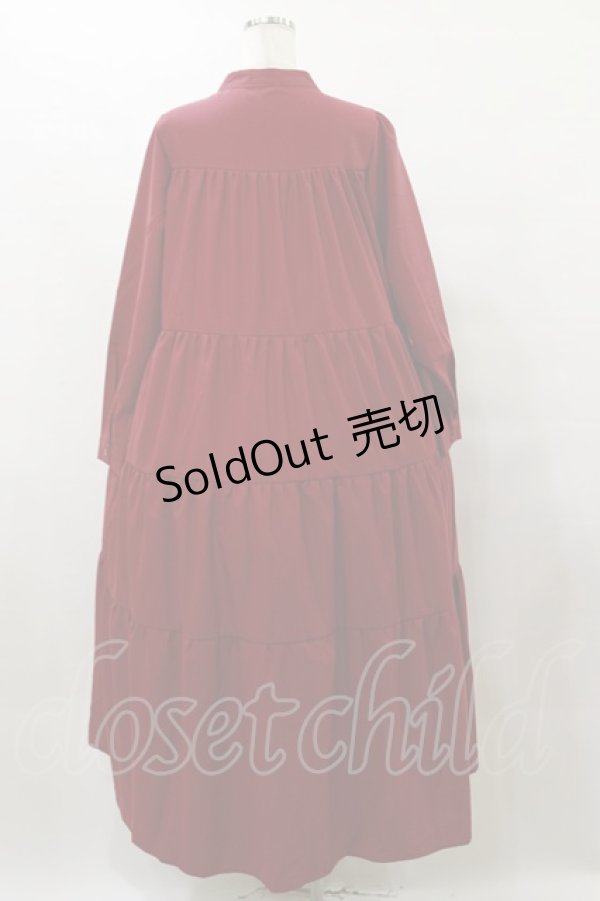 画像2: axes femme / 前ボタン長袖ワンピース Free レッド H-25-10-07-075-AX-OP-NS-ZH (2)