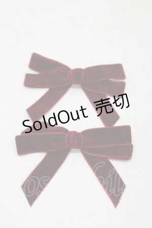 画像: Fi.n.t / ベロアプチリボンヘアクリップセット  RED H-25-10-07-010-CA-AC-NS-ZH