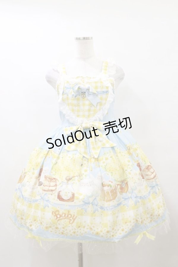 画像1: BABY,THE STARS SHINE BRIGHT / Bee My Sweet Honey柄ハートヨークジャンパースカート Free サックス H-25-10-07-080-BA-OP-NS-ZH (1)