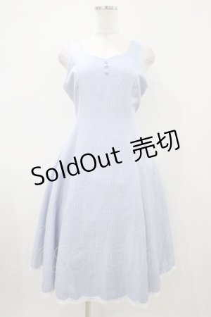 画像: axes femme / 編み上げ千鳥格子ジャンスカ Free サックス H-25-10-07-1027-AX-OP-NS-ZH