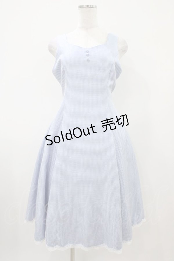 画像1: axes femme / 編み上げ千鳥格子ジャンスカ Free サックス H-25-10-07-1027-AX-OP-NS-ZH (1)