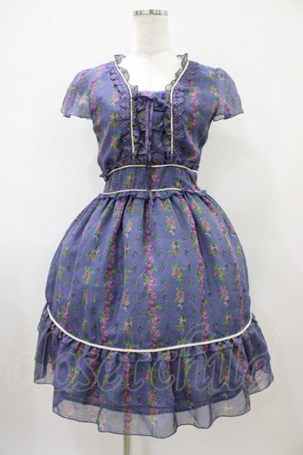 画像1: axes femme / 花柄ワンピース M ブルー H-25-10-07-1035-AX-OP-NS-ZH (1)