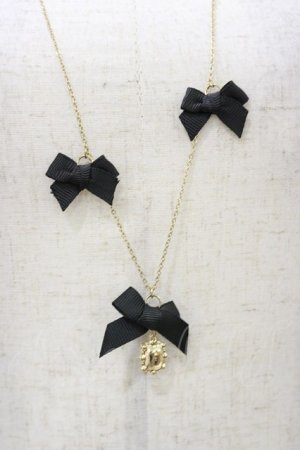 画像: m petit by misako / ビジューリボンネックレス  ブラック H-25-10-07-003-LO-AC-NS-ZH