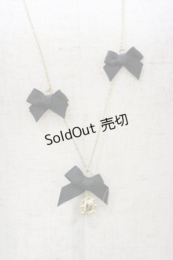 画像1: m petit by misako / ビジューリボンネックレス  ブラック H-25-10-07-003-LO-AC-NS-ZH (1)