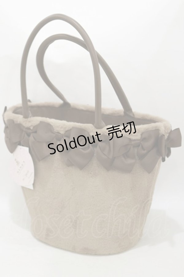 画像1: m petit by misako / NINA'Sコラボ リボンファーバッグ  ブラウン H-25-10-07-026-LO-BG-NS-ZH (1)