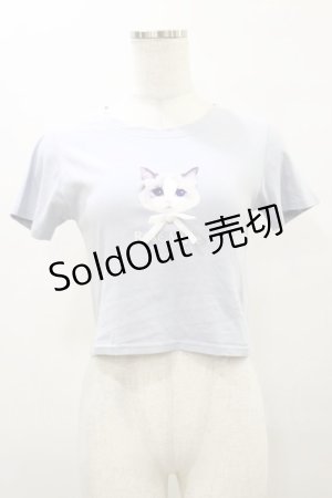 画像: Rose Muse / cat print T-shirts Free サックス H-25-10-07-040-LO-TS-NS-ZH
