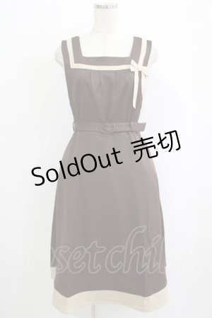 画像: Fi.n.t / プレゼントリボンバイカラージャンパースカート Free Brown H-25-10-08-030-CA-OP-NS-ZH