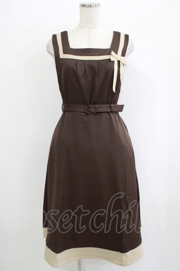 画像1: Fi.n.t / プレゼントリボンバイカラージャンパースカート Free Brown H-25-10-08-030-CA-OP-NS-ZH (1)