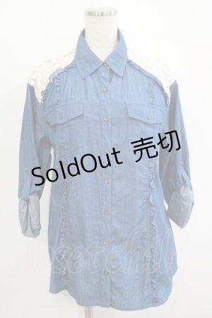 画像: LIZ LISA / レース切替シャツ Free ブルー H-25-10-08-037-LO-BL-NS-ZH
