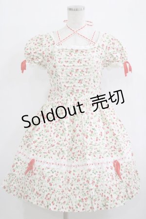 画像: Angelic Pretty / いちご柄ワンピース Free オフ H-25-10-08-004-AP-OP-NS-ZH